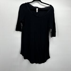 Neesh by D.A.R. Tunic Top Womens Large 3/4 Sleeve Raw Edge Hem Lightweight